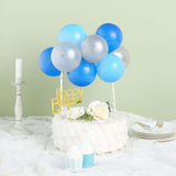 11 Pcs | Balloon Garland Cloud Cake Topper, Mini Cake Decorations - Light Blue, Royal Blue & Silver