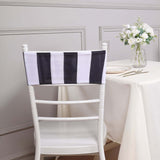 5 Pack | Black/White Stripe Spandex Fit Chair Sashes, Elastic Bands - 5x14Inch