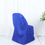 Royal Blue Polyester Folding Chair Cover, Reusable Stain Resistant Slip On Chair Cover