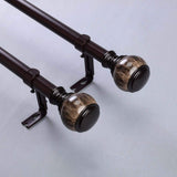 42-126inch Adjustable Curtain Rod Set, Chocolate Brown, Marble Finials