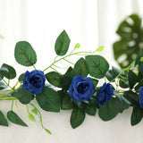 6ft | 20 Royal Blue Artificial Silk Roses Flower Garland, Hanging Vine