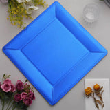 10 Pack | 13inch Royal Blue Textured Disposable Square Charger Plates