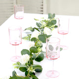 6 Pack Transparent Blush Plastic Reusable Cocktail Glasses With Long Stem