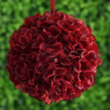 4 Pack | 7inch Burgundy Artificial Silk Hydrangea Kissing Flower Balls