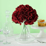 10 Flower Head & Stems | Burgundy Artificial Satin Hydrangeas, DIY Arrangement