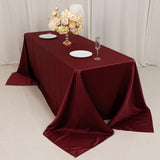 90x132inch Burgundy Seamless Lamour Satin Rectangle Tablecloth for 6 Foot Table