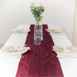 Accordion Crinkle Taffeta Table Runner - Burgundy