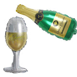 1 Pair | 20inch Champagne Bottle & Glass Mylar Foil Helium/Air Balloons