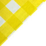 White Yellow Checkered Rectangle Plastic Table Cover, 54x108inch PVC Waterproof Disposable