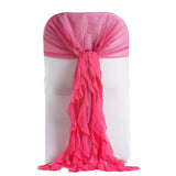 1 Set Fuchsia Chiffon Hoods With Ruffles Willow Chiffon Chair Sashes