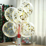 10 Pack | 12inches Clear/Gold Confetti Filled Latex Helium or Air Balloons