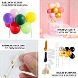 14 Pcs | Confetti Balloon Cake Topper Kit, Mini Balloon Garland Cloud Cake Decorations - Clear, Gold, Red and White