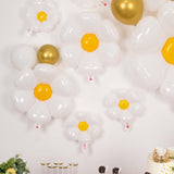 Set of 10 | White Daisy Flower-Shaped Mylar Foil Balloons