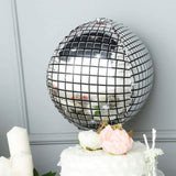 15inches Mirrored Silver Disco Ball Mylar Reusable Foil Helium Air Balloon