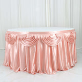 14ft Dusty Rose Pleated Satin Double Drape Table Skirt