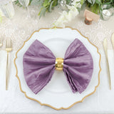 5 Pack | Violet Amethyst Accordion Crinkle Taffeta Dinner Napkins | 20x20Inch