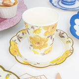 24 Pack | Vintage Mixed Floral Disposable Tea Cup And Saucer Set