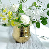 2 Pack | 6inch Gold Textured Round Ceramic Flower Plant Pots