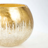 4.5" Gold Foiled Crackle Glass Flower Vase, Bubble Glass Vase