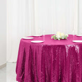 120" Fuchsia Premium Sequin Round Tablecloth