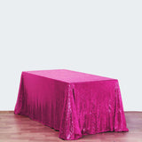 90"x156" Fuchsia Premium Sequin Rectangle Tablecloth