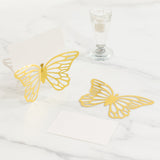 25 Pack Gold Butterfly Table Number Holders with White Printable Cards