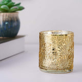 6 Pack | Gold Mercury Glass Palm Leaf Candle Holders, Votive Tealight Holders