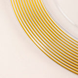 Clear / Gold Lined Rim Wedding Charger Plates, Round Plastic Serving Plates with Elegant Ringed Rim