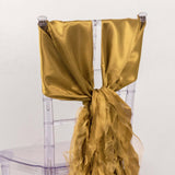 5 Pack Gold Curly Willow Chiffon Satin Chair Sashes