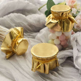 6 Pack | Metallic Gold 6" Round Lame Fabric Party Favor Jar Covers DIY With Satin Tie String, Craft Supplies