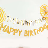 Gold Glittered Happy Birthday Paper Hanging Garland Banner Party Decor