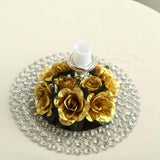 4 Pack | 3inch Gold Artificial Silk Rose Flower Candle Ring Wreaths