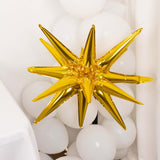 5 Pack Large Metallic Gold 14-Point Starburst Foil Balloons, Fireworks Star