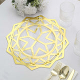 6 Pack Metallic Gold Foil Laser Cut Geometric Star Table Mats, 13inch Round Disposable Cardboard