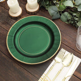 25 Pack | 10inch Hunter Emerald Green Sunray Gold Rimmed Serving Dinner Paper Plates