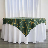 54"x54" Hunter Emerald Green Polyester Square Tablecloth With Gold Foil Geometric Pattern