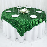 72inch x 72inch Green 3D Leaf Petal Taffeta Fabric Table Overlay