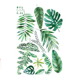 Green Tropical Assorted Leaves Wall Decals, Plant Peel Removable Stickers