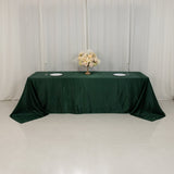 90x156inch Hunter Emerald Green Seamless Lamour Satin Rectangle Tablecloth for 8 Foot Table