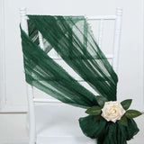 5 Pack | Hunter Emerald Green Gauze Cheesecloth Boho Chair Sashes - 16inch x 88inch