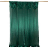 10ftx10ft Hunter Emerald Green Double Drape Pleated Satin Event Curtain Drapes, Glossy Photo