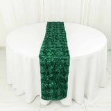 14x108inch Hunter Emerald Green Grandiose 3D Rosette Satin Table Runner