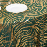 120inch Hunter Emerald Green Gold Wave Mesh Round Tablecloth With Embroidered Sequins