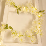 2 Pack White Jasmine Silk Flower Garland Fairy Lights, 6ft Warm White Battery Operated LED String