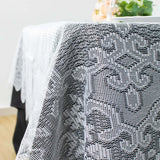 60"x108" Premium Lace White Rectangular Oblong Tablecloth