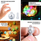 50 Pack White Round Mini LED Balls, Waterproof Battery Operated Balloon Lights