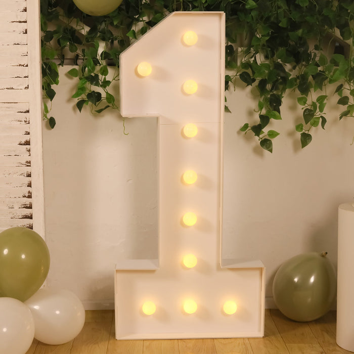 Light-up number one decoration for birthday celebrations.