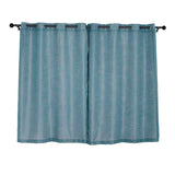 2 Pack | Handmade Blue Faux Linen Curtains 52x64inch Curtain Panels With Chrome Grommets