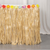 9FT Natural Raffia Table Skirt, Tropical Table Skirts for Hawaiian Decoration