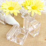 4 Pack | Clear Acrylic Square Napkin Ring Bud Vases, 2-in-1 Flower Napkin Holders